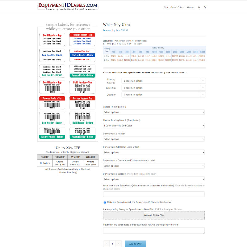 Equipment ID Labels - Order with Confidence