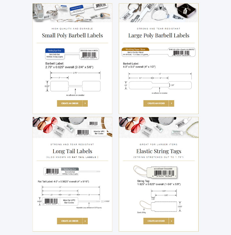 Jewelry Labels and Tags - Showcasing