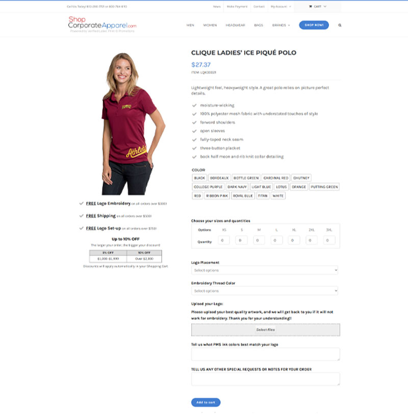 Shop Corporate Apparel - Ordering