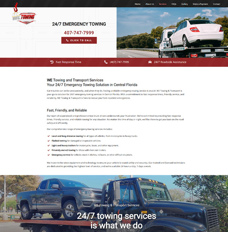 WE Towing and Transport Services - Service Pages